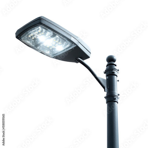 Led street light on pole on transparent Background