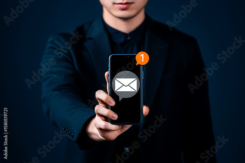Man Checking Email Notification on Smartphone – Modern Communication on the Go
