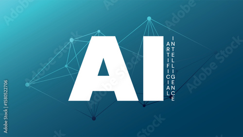 Artificial intelligence. Generative model. Deep learning. Smart digital technology. AI vector illustration for science, web design, business. Network pattern