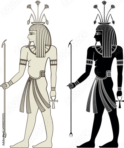 Hapi .Egyptian ancient symbol. Isolated figure of ancient egypt deities.Religion icon.Culture.Design element.	
