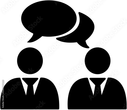 ビジネスシーンのシルエットピクトグラムセットデザイン｜会議,打ち合わせ,ビジネス	