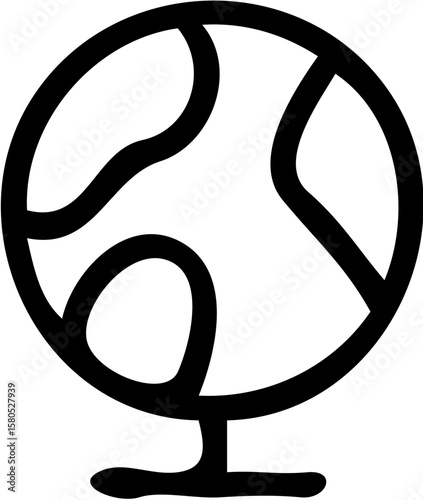 Simple hand-drawn globe icon on a stand, representing the world or global concepts.