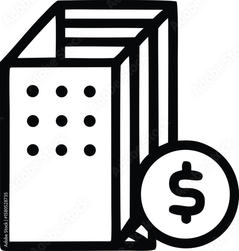 Conceptual illustration of financial documents and monetary value representing fiscal reports and economic transactions with a dollar sign