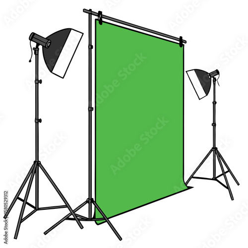 Professional Green Screen Studio Setup with Softbox Lighting for High-Quality Video Recording