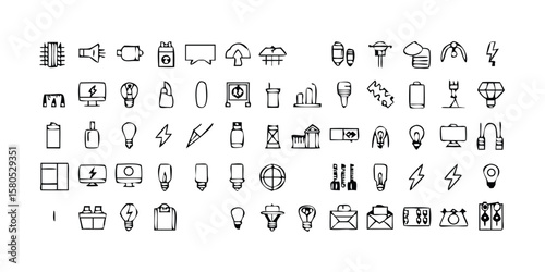 Comprehensive Set of 95 Electricity Line Icons for Power Energy and Technology Designs on transparent background mega set electricity line icons perfect representing power energy
