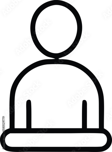 Simple black outline icon representing a person with a head and torso symbolizing identity or user profiles