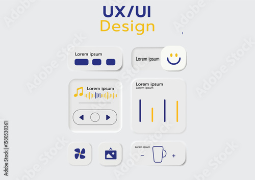3D Vector illustration of flat style UI or UX design.
