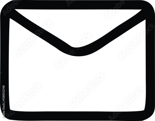 A simple black outline drawing of a closed envelope with a triangular flap is presented on a plain white background