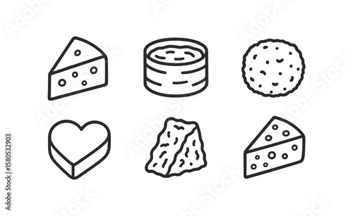 Food, cheese outline icon set. dairy, snack outline icons collection