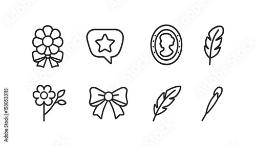 Nature and decoration outline icon set. elegant, simple, floral elements collection