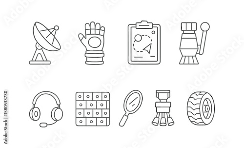 Space exploration outline icon set. astronomy, technology, research symbols collection