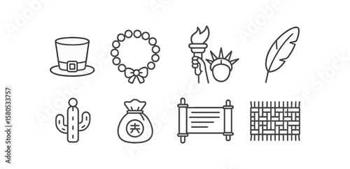History and culture line icon set. historical and cultural outline icons collection
