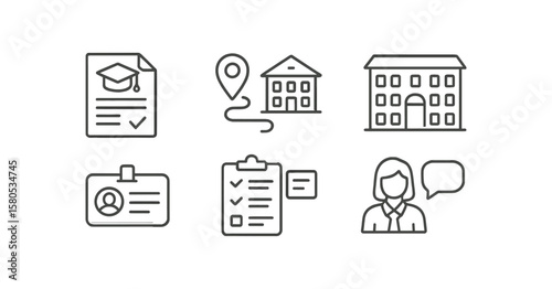Education and school line icon set. academic, learning symbols line style collection