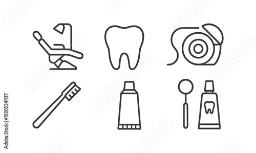 Dental care line icon set. tooth, toothbrush, dental floss, and more outline icons