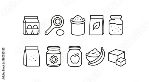 Cooking ingredients line icon set. baking essentials outline icons collection