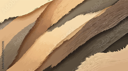 Abstract wood texture illustration in various shades of brown and beige with rough edges.