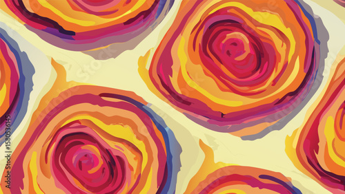 Abstract artwork featuring swirling patterns with vibrant colors and a light yellow background shade art