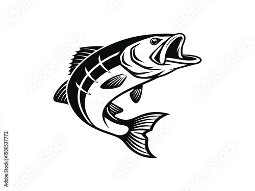 Salmon fish silhouette vector icon, Sea cod fish on a white background, Tuna fish silhouette vector illustration, Sea fish silhouette icon