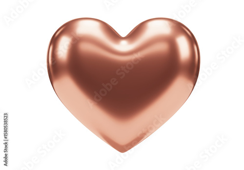 Isolated Glossy Copper Heart for Valentines Day