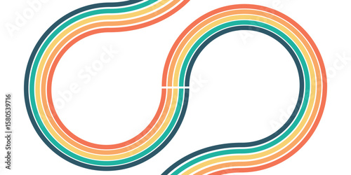 Vintage stripes 70s backgrounds, retro colours posters. Halftone texture, striped pattern covers template flat vector background set. Abstract retro banner web, ads, flyer, poster and business event