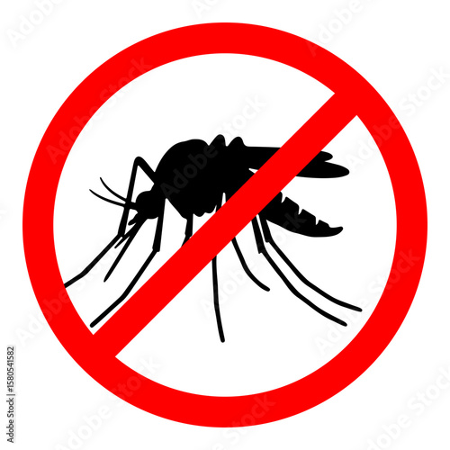 no mosquito icon sign symbol, prohibited mosquito sign, isolated on white background	
