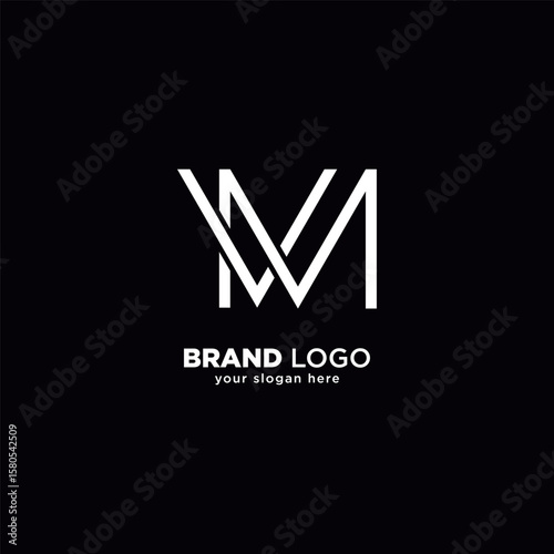 Creative Unique Letter V and M Monogram Logo with White Background.