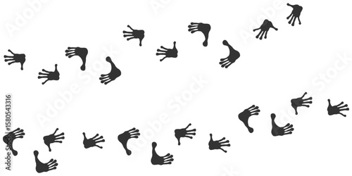 Footprints of Wild Animal, Traces of a Lemur on white background. Lemur silhouette animal tracks. Paw Print. Vector illustration. EPS10.