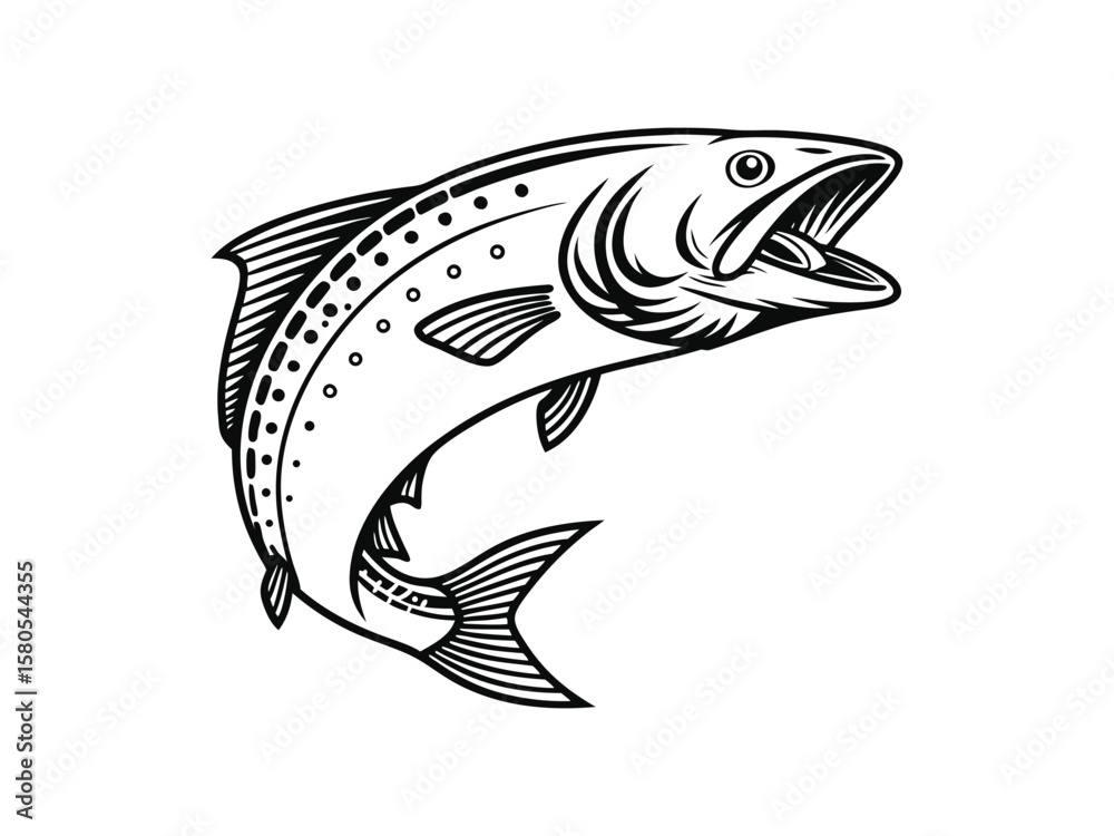 Fototapeta premium Fish logo icon silhouette vector art