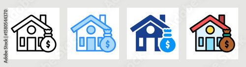 Home Budget Icon Collection Set Multiple Style