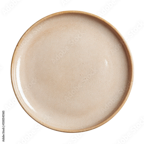 Ceramic plate top view on transparent Background