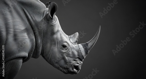 Monochrome rhino profile with dark background