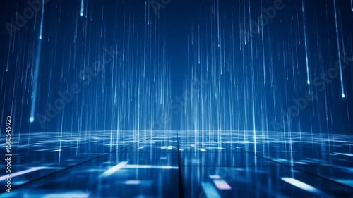 Abstract Light Streaks Falling on Grid Surface Animated Background