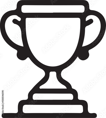 Trophy cup icon with gold medal on black background representing success and victory