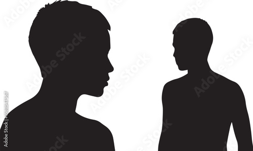 Vector art of silhouettes of a man and woman facing each other, isolated on a transparent background