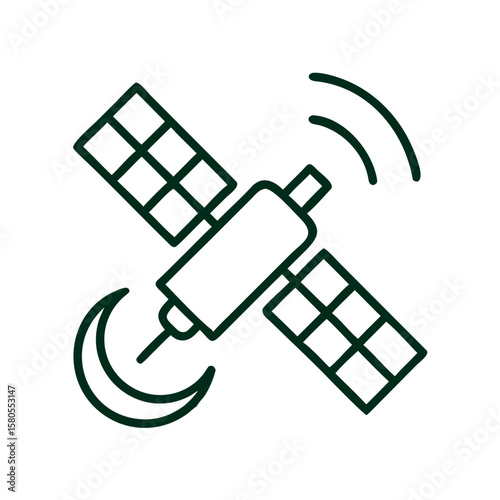 Satellite icon with antennas and solar panels symbolizing communication  