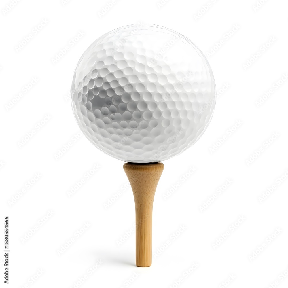 Golf ball on wooden tee. Golf ball on wooden tee.