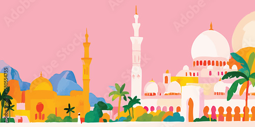 A vibrant cityscape of architectural landmarks, displaying a bright cultural heritage. Witnessing a serene cityscape.