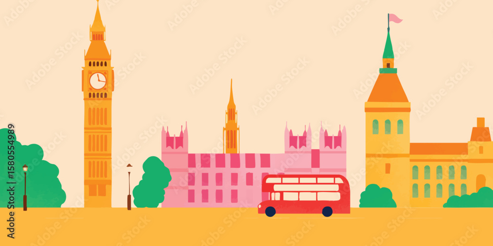 Fototapeta premium An iconic cityscape. the essence of London’s most famous landmarks, a vibrant panorama, the heart of British culture.