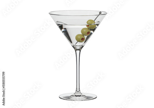 Quadro su tela Isolated Martini Glass with Olives Elegant and Classic