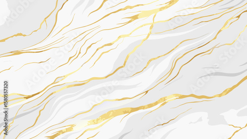 Vector art of elegant white marble texture with gold veins creates a luxurious and sophisticated background