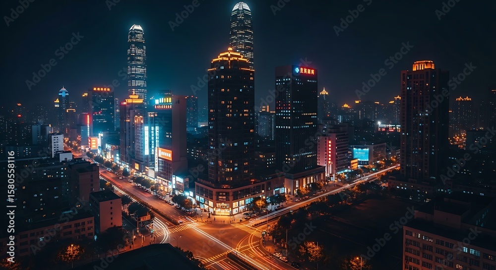 custom made wallpaper toronto digitalCityscape with illuminated buildings at night