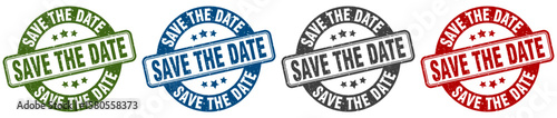 save the date stamp. save the date round stamp set isolated on white background