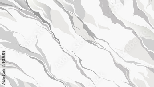 Vector art of monochromatic white marble texture with flowing gray veins creates a serene and elegant background