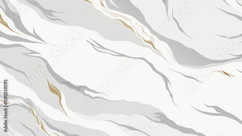 Vector art of subtle gray and gold veined white marble texture creates a luxurious and sophisticated background