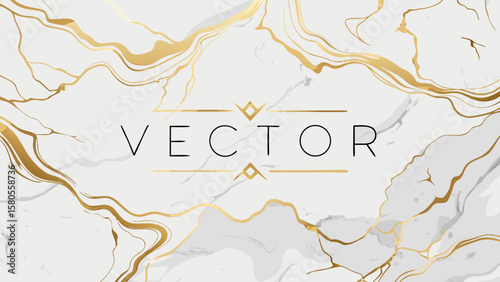 Vector art of the vector design features a white marble texture with gold veins, creating a luxurious background