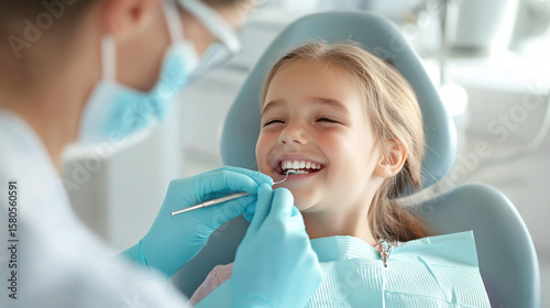 Child dental checkup dentist examination happy patient teeth cleaning oral health care pediatric dentistry