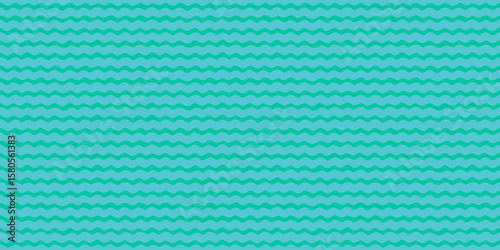 Wavy stripe seamless pattern in aqua green tones. Abstract hand-drawn horizon...