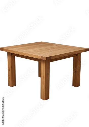 Isolated Wooden Table Furniture Square Design on Transparent Background