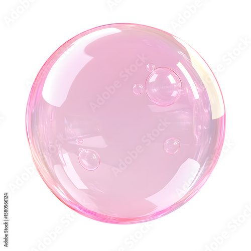 Pink bubble isolated on a white background