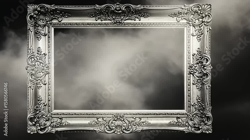 Ornate silver frame surrounded by misty atmosphere